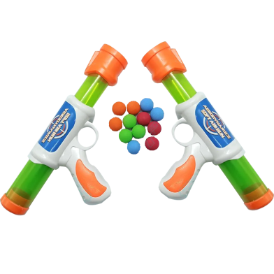 Blaster Shooter Gun Battle Toy For Kids With 12 Soft Foam Balls (ball_gun_double_688) Multicolor - 2 Pcs image