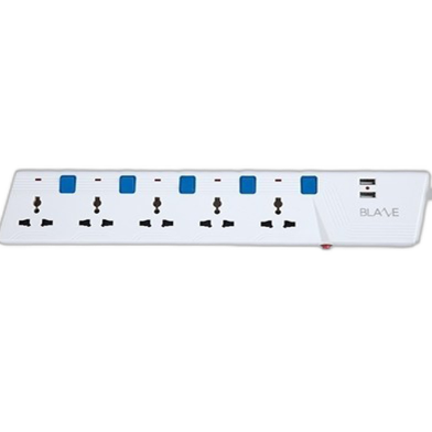 Blaze Smart Extension Socket 5 SKT, 2 Pin, 3 Yard 2 USB Port image