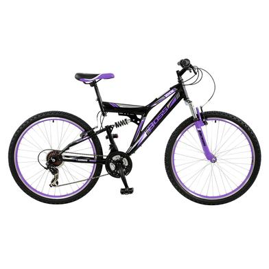 Boss Venom Ladies Full Suspension Mountain Bike, 18Inch Frame, 26 Inch Wheel - Black/Purple image