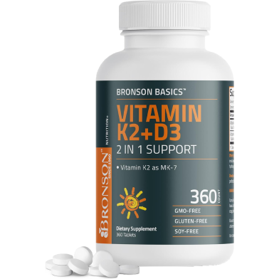 Bronson Basics Vitamin K2 Plus D3 (MK7) Supplement 360 Count image