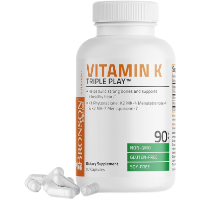 Bronson Vitamin K Triple Play Supplement - 90 Capsules image