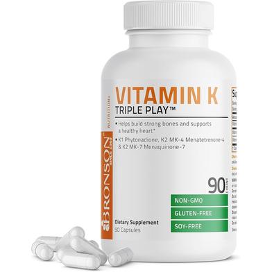 Bronson Vitamin K Triple Play Supplement - 90 Capsules image