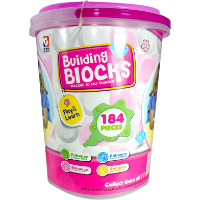 Building Blocks For Kids Bucket System 184 Pc'S Multi-Color Blocks -124138222 image