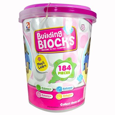 Building Blocks For Kids Bucket System 184 Pc'S Multi-Color Blocks image