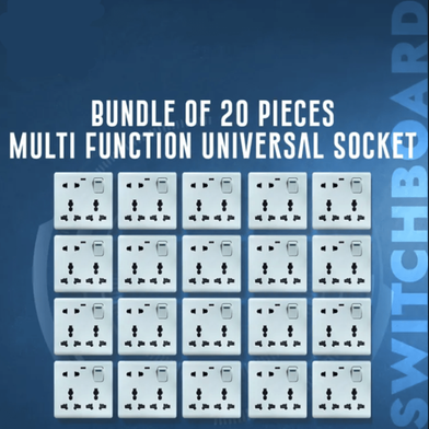 Bundle of 20 Pieces 5 Pin Multi-Function Universal Wall Gang Socket image