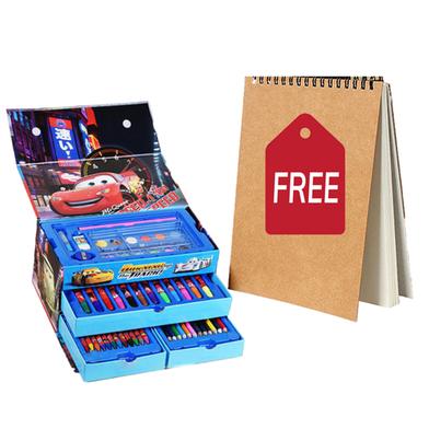 Buy 1 54- Pieces Drwaing Art Set in Paper Card Box For Kids Get 1 Drawing Pad Free image