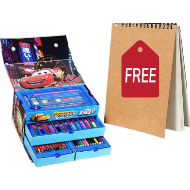 Buy 1 54- Pieces Drwaing Art Set in Paper Card Box For Kids Get 1 Drawing Pad Free image
