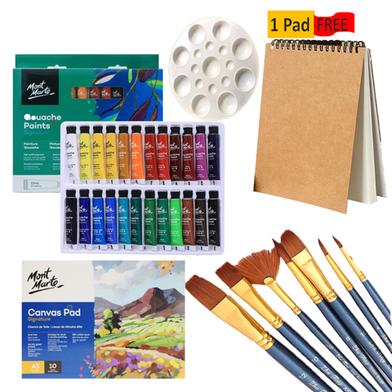 Buy 1 Gouache Painting Combo Set Get 1 Drawing Pad A5 Size 20 Pages Free image