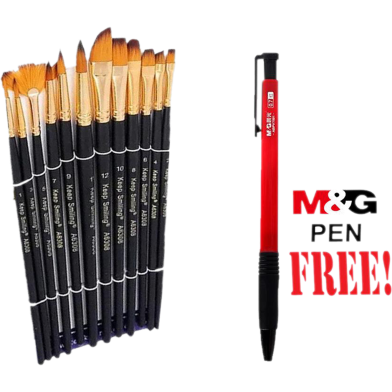 Buy 1 Keep Smiling 12pc Brush Set Get 1 M and G Pen Free image