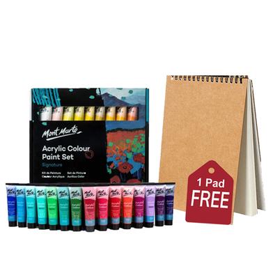 Buy 1 Mont Marte Signature Paint Set - Acrylic Paint 36pc x 36ml Tubes Get 1 Handmade Drawing Pad Free` image