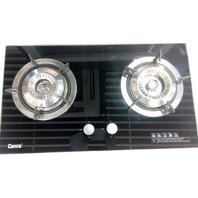 CANCA AB-GH30KCA Table Top Gas Cooker 2 Burners Glass Made Black image
