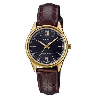 CASIO SS Caseback Brown Leather Strap Women's Watch image