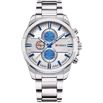 CURREN 8274 Silver Stainless Steel Analog Watch For Men image