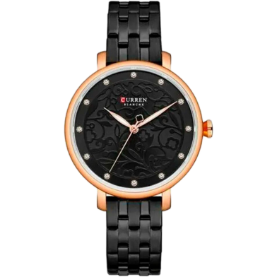 CURREN Black Stainless Steel Analog Watch For Women image