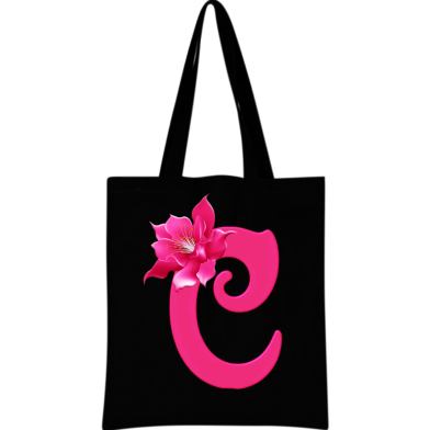 C-Alphabet Flower Canvas Tote Shoulder Bag With Zipper image