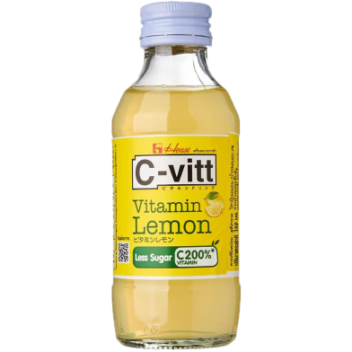 C-Vitt Vitamin Lemon Juice Les Sugar Glass Bottle 140 ml (Thailand) image