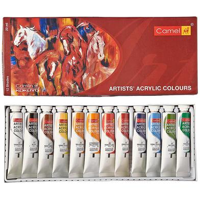 Camel Artist Acrylic Color Tubes 12 Shades , 20ml in each tube image