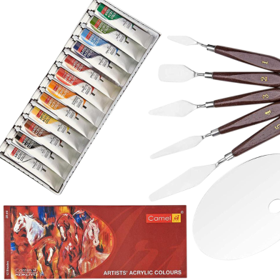 Camel Artists Acrylic Color set Palette Knife Set Color Palette COMBO image
