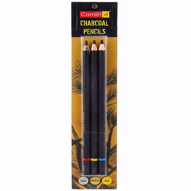 Camel Black medium/soft/hard charcoal pencils image