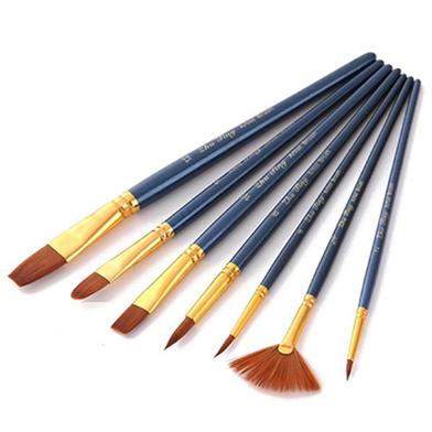 Paint Brush Set, 7 Pcs Nylon Hair Artist Brushes, Paint Brush Suits Watercolor, Acrylics and Oil Painting, Blue image