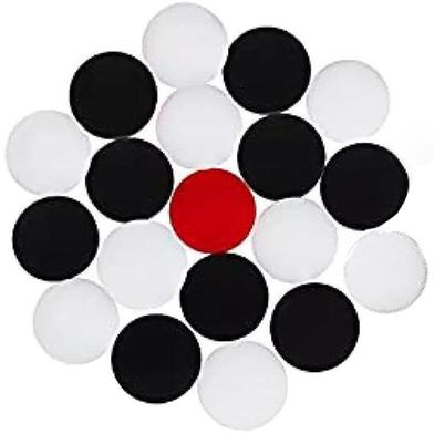 Carrom Guti With Stricker (5 Pcs Guti Extra ) 9mm Black And White image