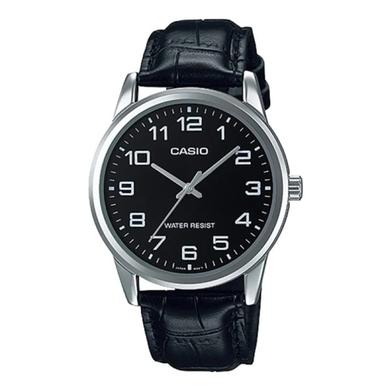 Casio Black Leather Black Dial Watch For Men image