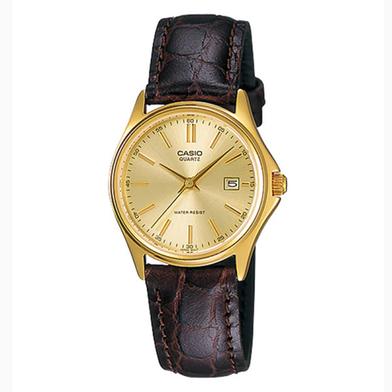 Casio leather shop strap women's watch