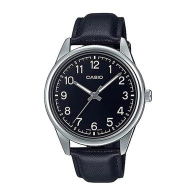 Casio Men's Analog Black Leather Strap Watch image