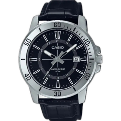 Casio Quartz Leather Steel Men’s Watch image