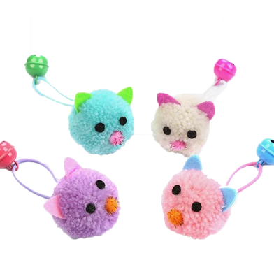 Cat Plush Toy Mouse Head Shape Bell Automatic Feeding Toy 1Pcs image