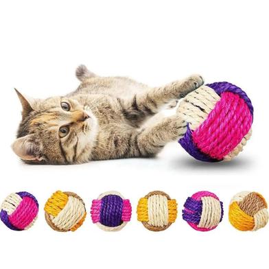 Cat Sisal Ball Colorful Cat Ball Toy Cat Rolling Sisal Ball Toy 1pc image