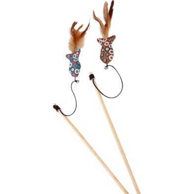 Cat Toy Interactive Feather Blue Fish Cat Teaser Toy image