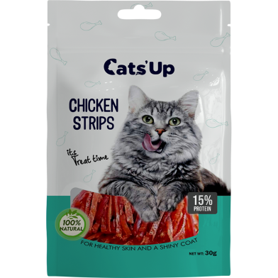 Cats’up Dry Cat Treat Chicken Strips For Healthy Skin and A Shiny Coat 30 gm image