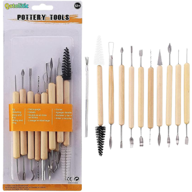 Ceramic Wooden Handle Professional Tools Kit for Clay Pottery Sculpting image