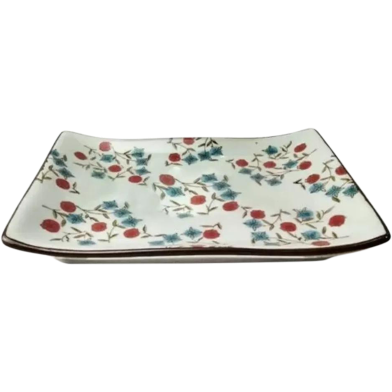 Ceramic tray, Pottery Dessert Dish Floral image