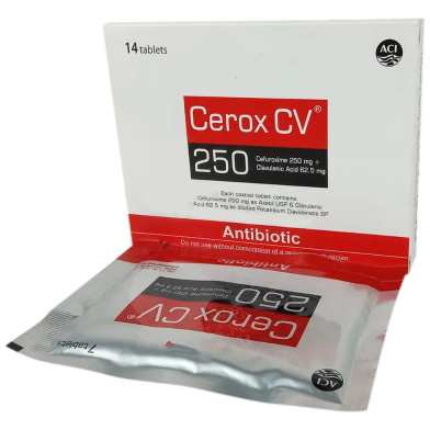 Cerox CV 250 mg Plus 62.5 mg Tablet – 12's Strip image