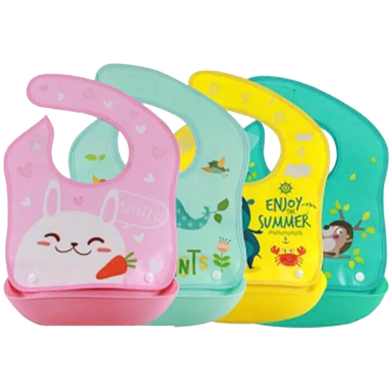 Children'S Waterproof 3D Detachable Bib With Pocket - 1pc image
