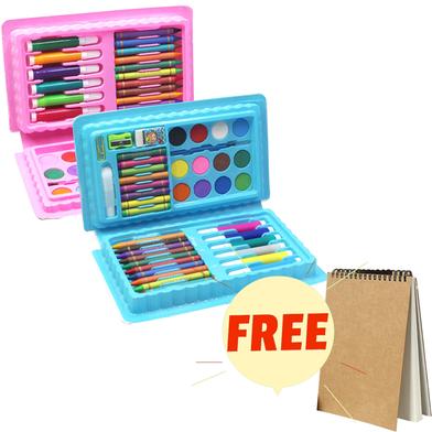 Children Painting/Drawing Set 42 Pcs (Blue- Free Handmade Drawing Pad A5 Size 20 Pages image