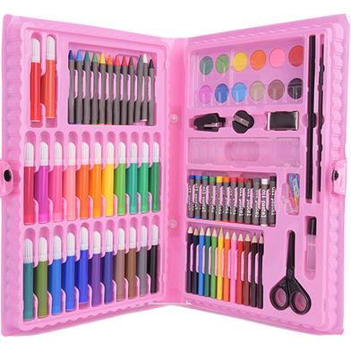 Kids Drawing Tool Kit With Box Painting Brush Art For Kids Girls Pink 86pcs