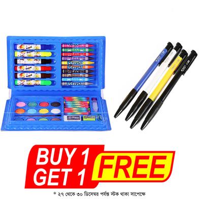 Children Painting-Drawing Set 42Pc (Blue) with Free M and G Ball Pen-(Iconic Sourcing)