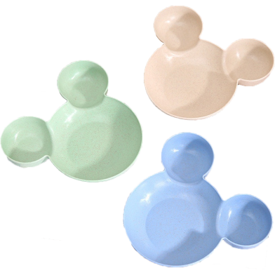 Children's Mickey Bowl With Compartments And Small Plates, Wheat Straw Environmentally Friendly Anti-Scalding Bowl, Children's Tableware image