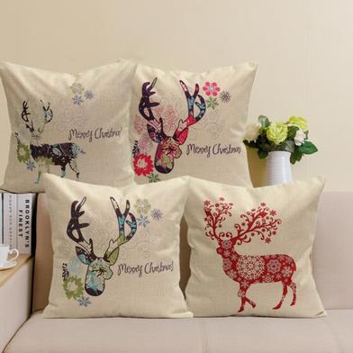 Christmas Elk Bedding Deer Cotton Linen Throw Pillow Case Cushion Cover Home Decor Style A - D - 45 CM image