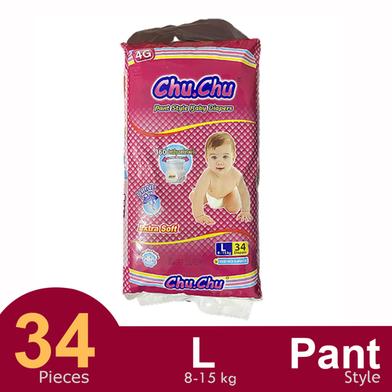 Chu Chu Pants System Baby Diapers (L Size) (8-15kg) (34Pcs) image