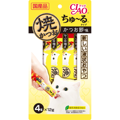 Ciao Churu Cat Creamy Treat Grilled Tuna Churu Dried Bonito (14gm x 4) image