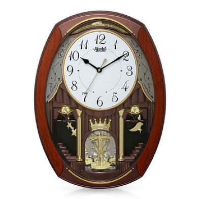Citiplus– 2927 Classic Musical Pendulum Quartz Wall Clock with Decorative Diamonds– Brown image