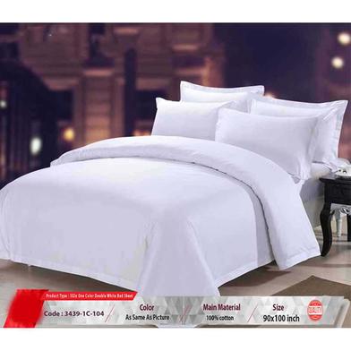 Classical Hometex SGlx One Color Double White Bed Sheet image