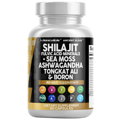Clean Nutraceuticals Shilajit Supplement With Sea Moss, Ashwagandha, Tongkat Ali, Boron, Magnesium - 90 Capsules -522991345 image