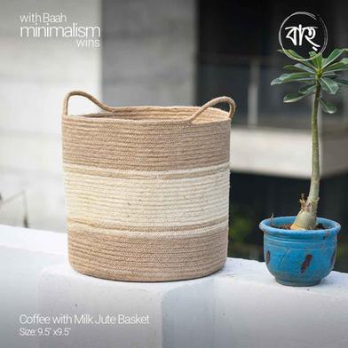 Coffee With Milk Jute Basket 9.5x9.5 Inch image