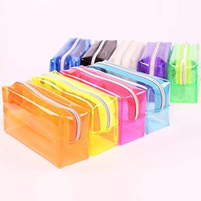 Colorful Candy Clear Pencil Bags Transparent Plastic Pen Case Box