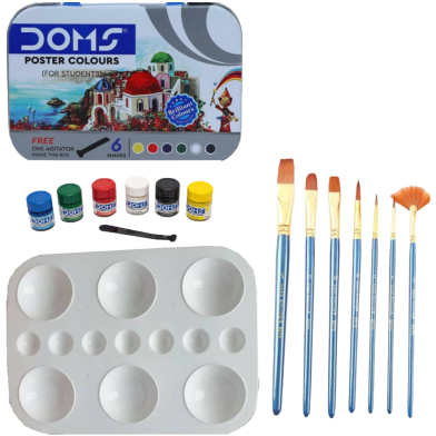 Combo Doms Poster 6 Color 1set Keep Smiling 7pcs Mix Brush 1set Artists Round Color Platte 1pcs image